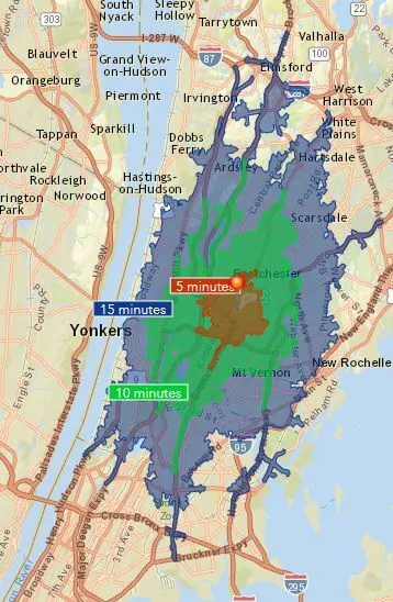 Admiral Real Estate Metropolitan Bronxville Drivetime Map